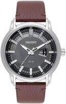 Relógio ORIENT masculino prata preto couro MBSC1039 G1NX