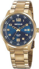 Relógio Seculus Masculino Dourado Long Life 20802gpsvda2 Analógico 5 Atm Cristal Mineral